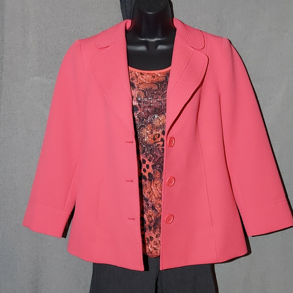 Louben Bright Pink Blazer Jacket size 4